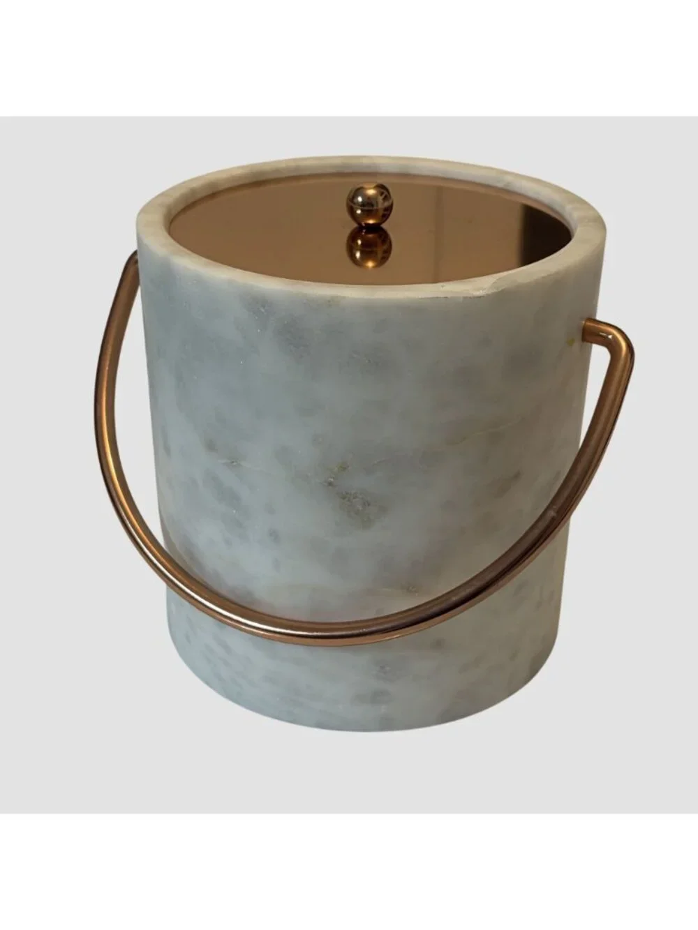 Williams Sonoma Marble Copper Ice Bucket Wine Chillers Lid Handle Solid Barware
